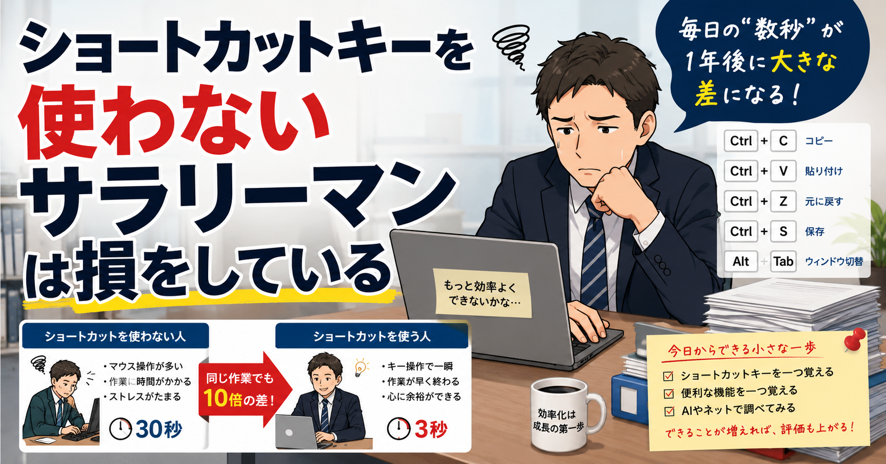 ショートカットキーを使わないサラリーマン