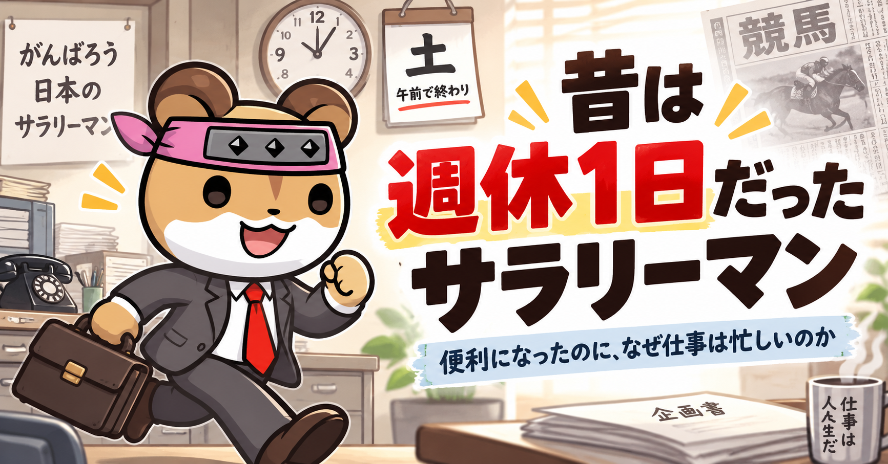 昔は週休１日だったサラリーマン