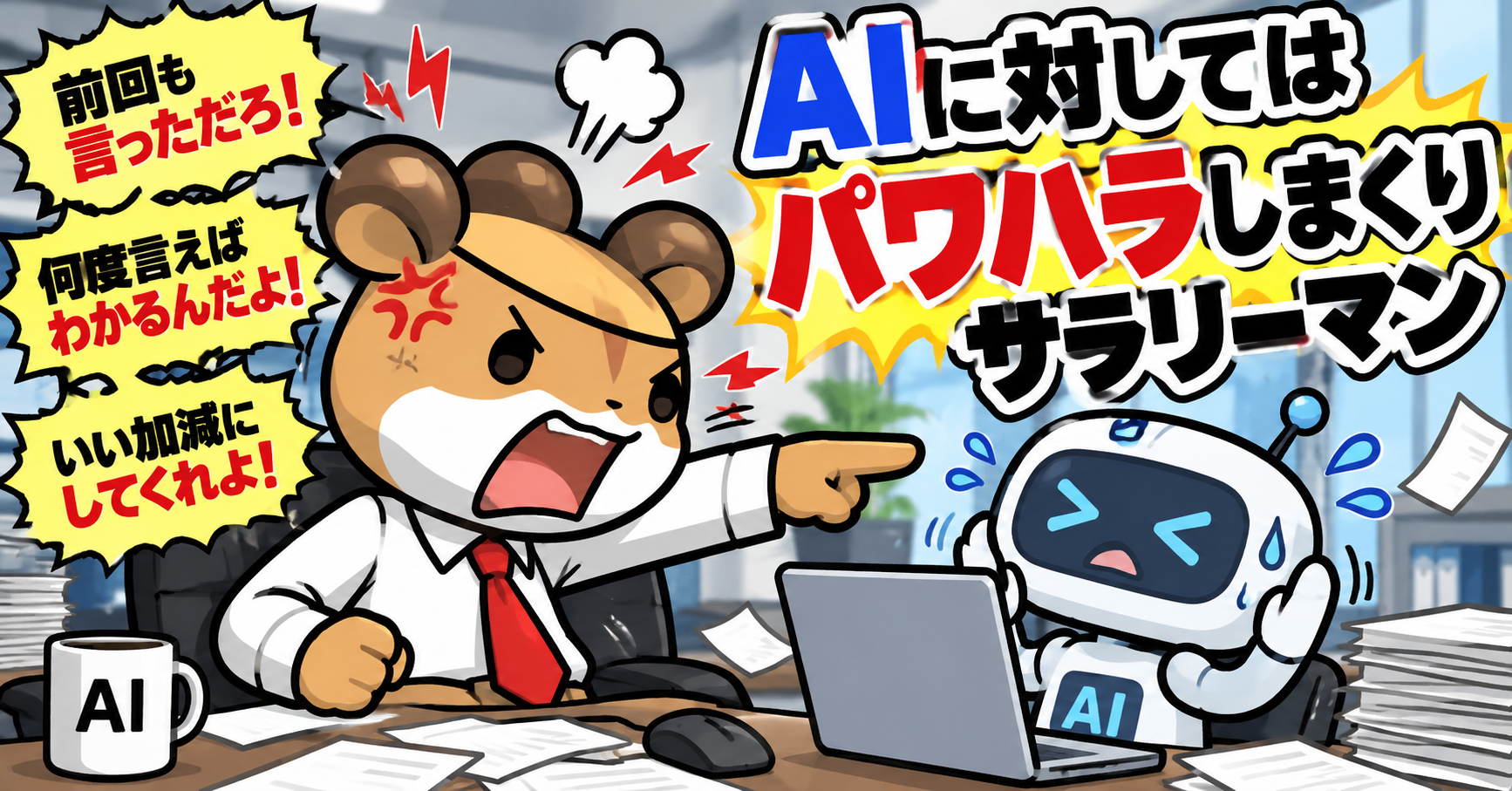 AIにパワハラしまくりサラリーマン
