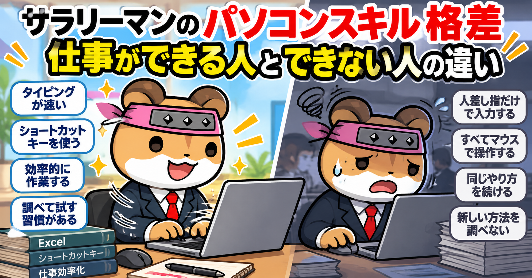 パソコンできるサラリーマンとパソコンできないサラリーマン