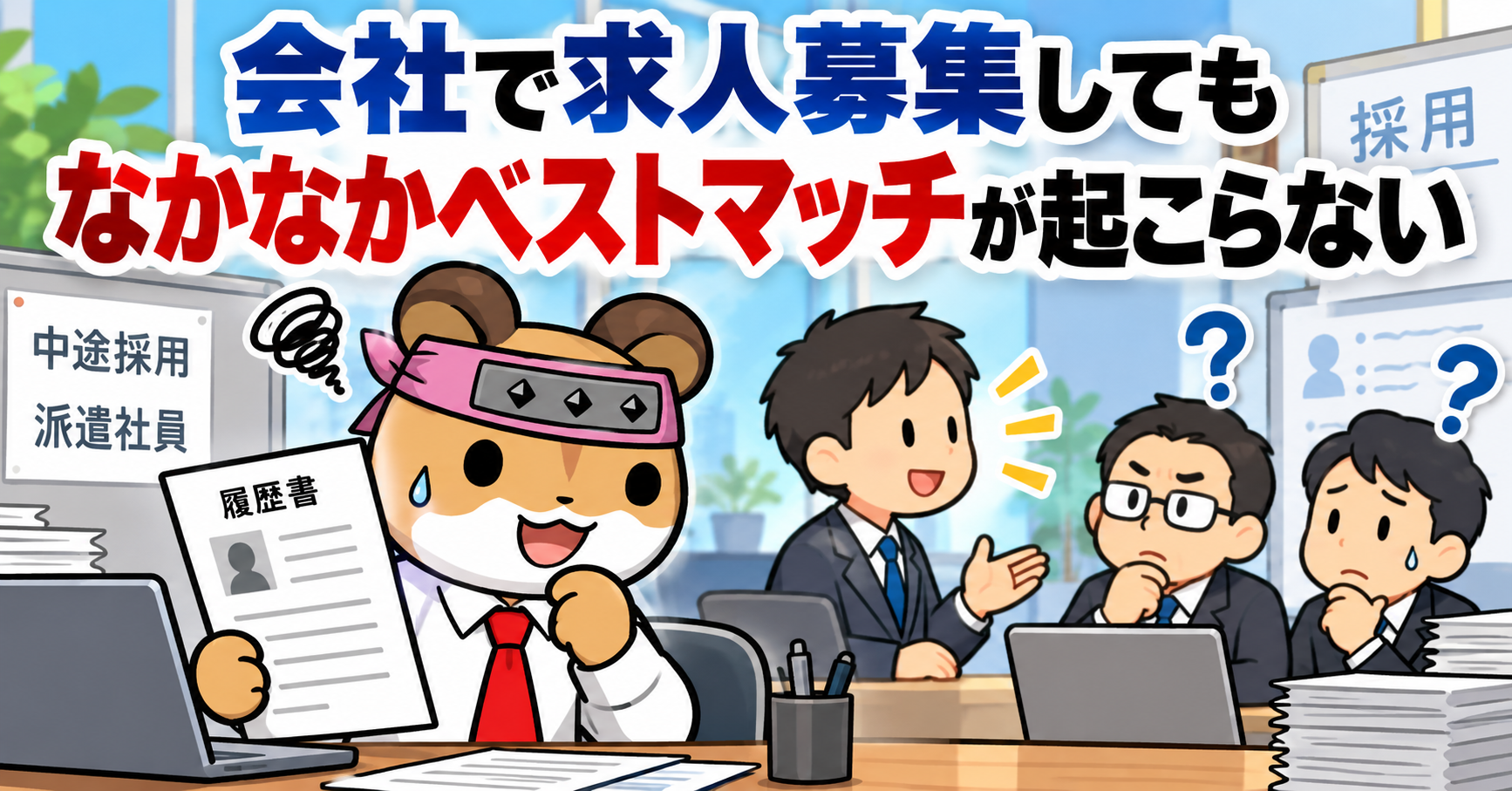 会社で求人募集してもなかなかベストマッチが起こらない